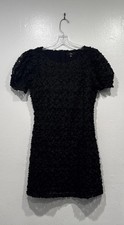 Lulus Always For You Black Puff Sleeve Mini Dress Small Textured Fairy Romantic