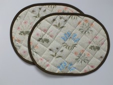 Pair of Quilted Oval Table mats, William Morris "Lily" design