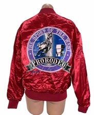 Vintage 80s PRCA Rodeo Satin Jacket Medium Rodeo Cowboy Sport Of The West Red M