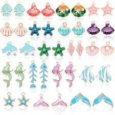 MARFOREVER 40Pcs/20 Pairs Ocean Charms for Jewelry Making, Beach Theme