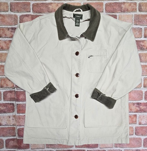 L.L. Bean Women's Beige Barn Chore Jacket Petite Medium Corduroy Collar/Cuffs