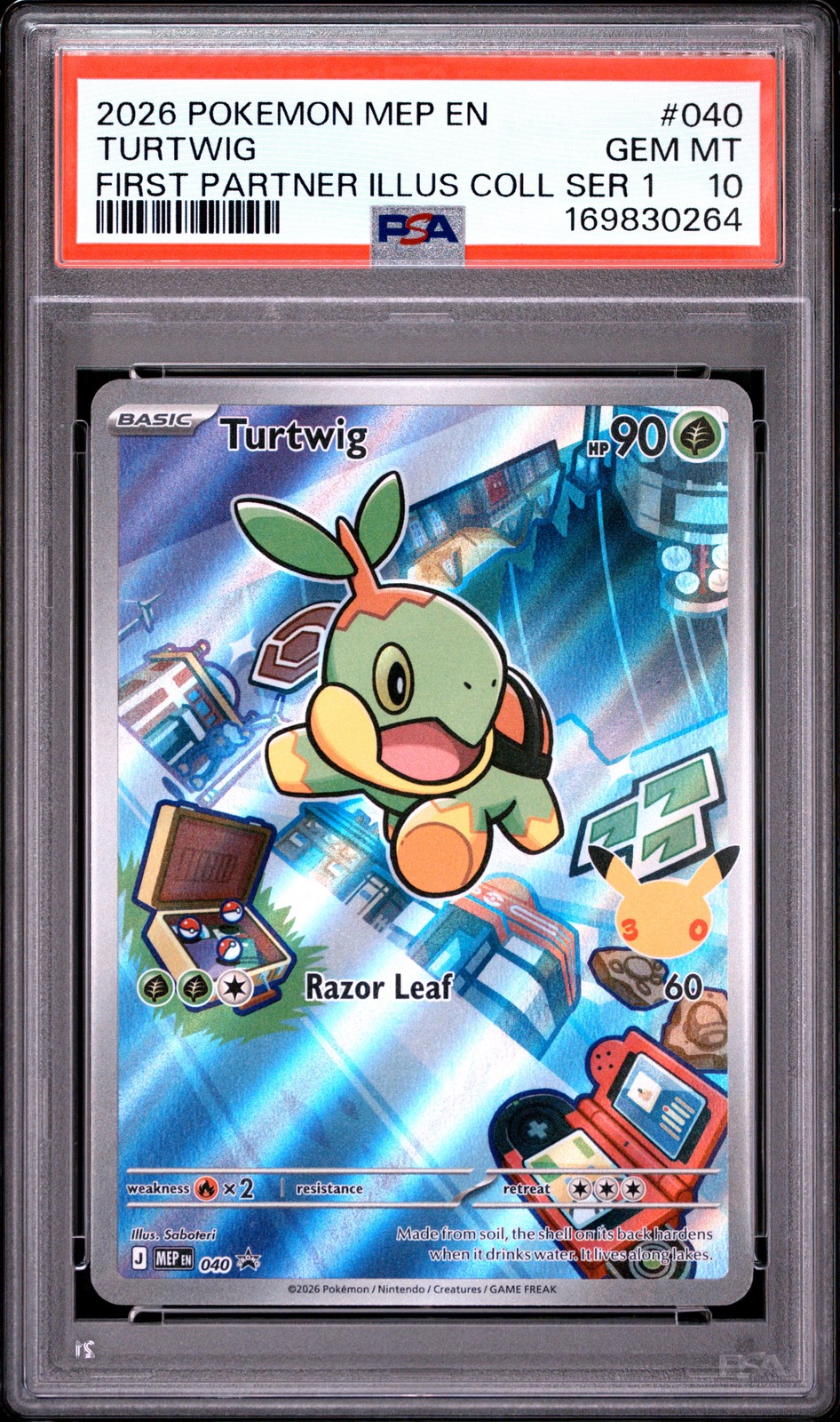 2026 POKEMON MEP FIRST PARTNER ILLUSTRATION COLLECTION #040 TURTWIG PSA 10
