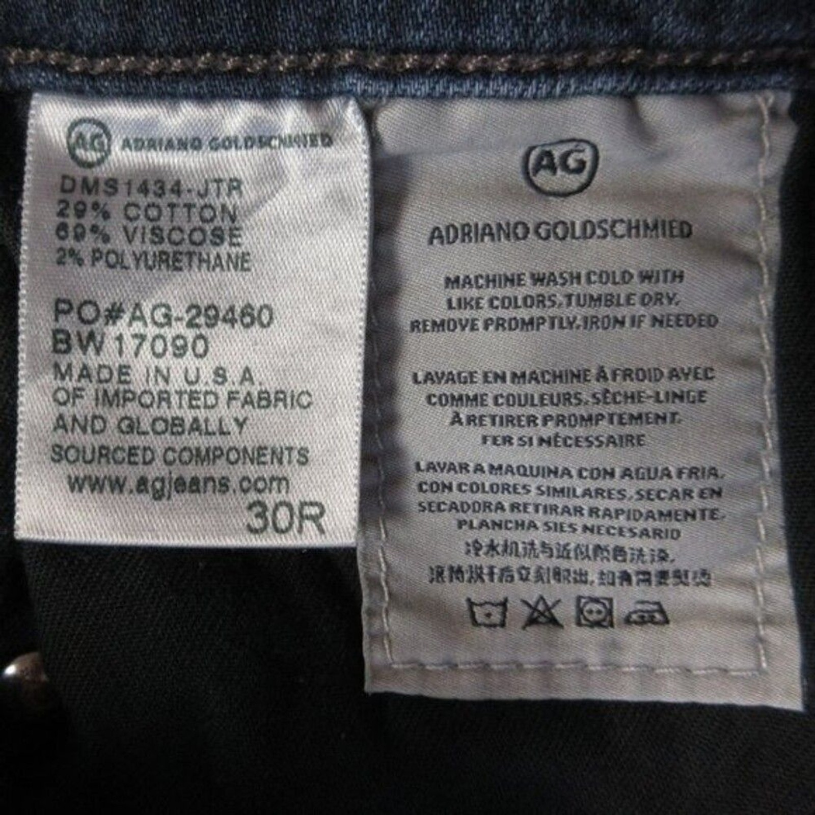 AG ADRIANO GOLDSCHMIED The Prima Mid Rise Cigarette Leg Denim Jeans Sz 30 (31.5) thumbnail 8