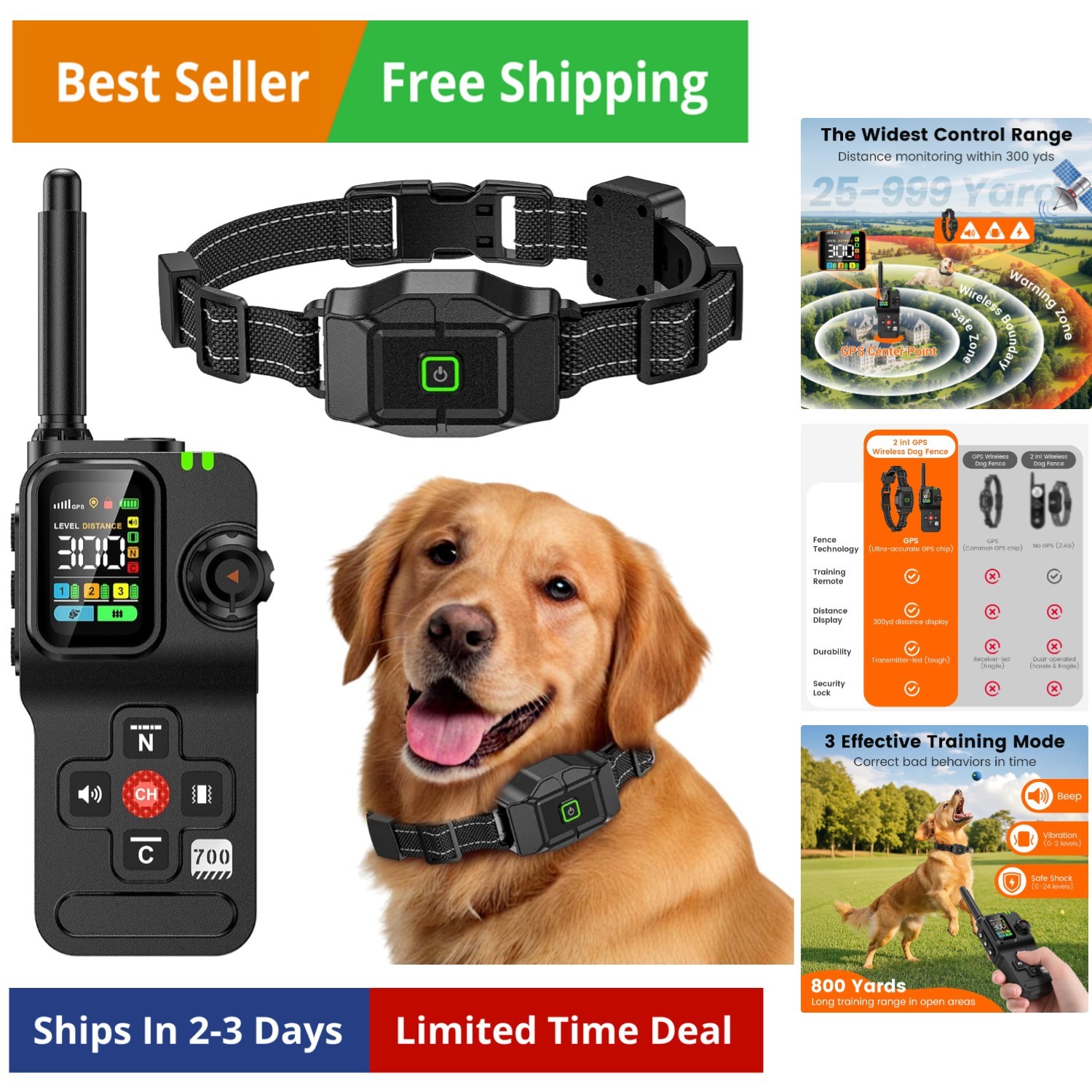 , Electric Dog Fence Outdoor For Yard, Rechargeable, 25...