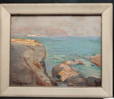 Mario Guerzoni (Milano 1912)–Bordighera 1942–Olio su tavoletta firmato e datato