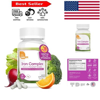 25mg Iron Complex for Men & Women - Gluten-Free & Advanced Nutrition 100 Caps