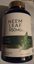 Neem Leaf Capsules 950mg 120 Caps Non-GMO/Gluten Free/No Preservatives Piping