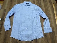 Tommy Hilfiger Shirt Men's 15.5-32/33 Blue Long Sleeve Button Up Shirt Slim Fit