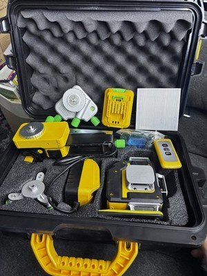 DEG 4D 16-Line Green Laser Level Kit - 360° Self-Leveling, Remote, 12V Battery