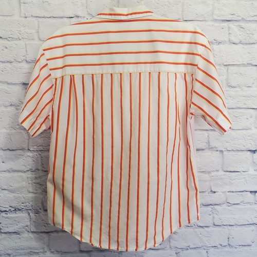 Vintage Dockers Shirt Women’s S Orange White Striped 100% Cotton Button Up - Picture 2 of 6
