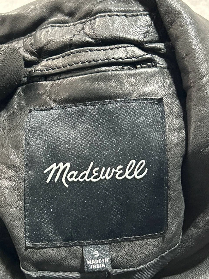Madewell Jacket Womens Small Black Leather Full Zip - Image 3 of 4