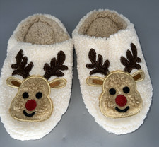 Unbranded faux fur women size M slip on reindeer slippers