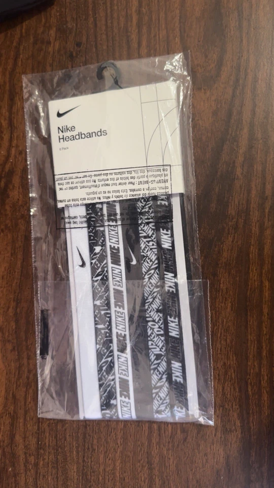 Diademas Nike unisex Swoosh - Paquete de 6 negras/blancas Foto 3 de 4