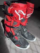 ALPINESTARS TECH 10 Red/ BLACK DIRT BIKE BOOTS OFF ROAD SOLE SIZE 12