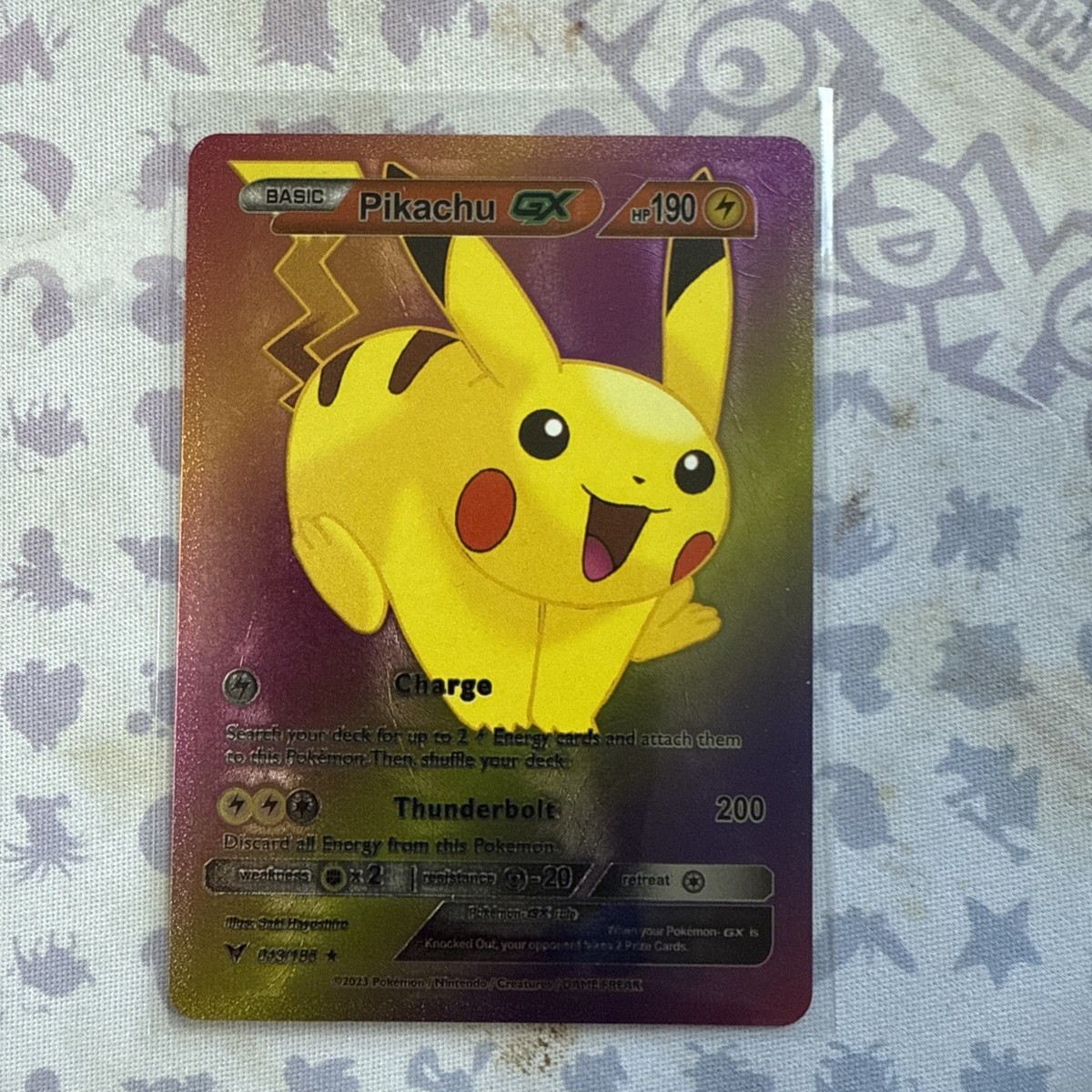 Pikachu GX 190 HP Rainbow Foil Fan Art GoPikachu Ultra Rare