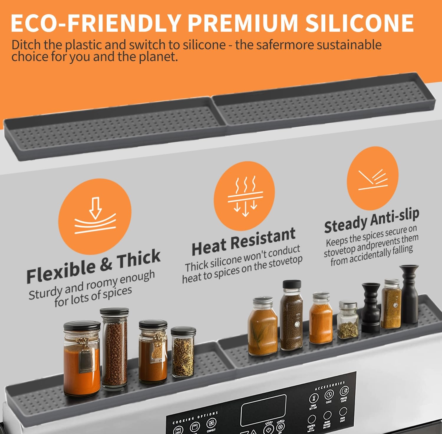 BFONS 30 Magnetic Stove Top Shelf Spice Rack Storage Silicone Top Heat Material