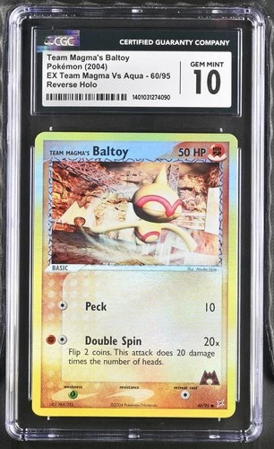 TEAM MAGMA'S BALTOY 60 REVERSE HOLO EX TEAM MAGMA VS AQUA CGC 10 [POP 8]
