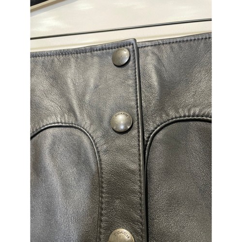NWT Coach Lamb Leather Snap Button A-Line Mini Skirt Black Women's Size 2 - Picture 7 of 14