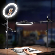 Ring Light with Stand and Phone Holder, Overhead A, DESK RING LIGHT STAND
