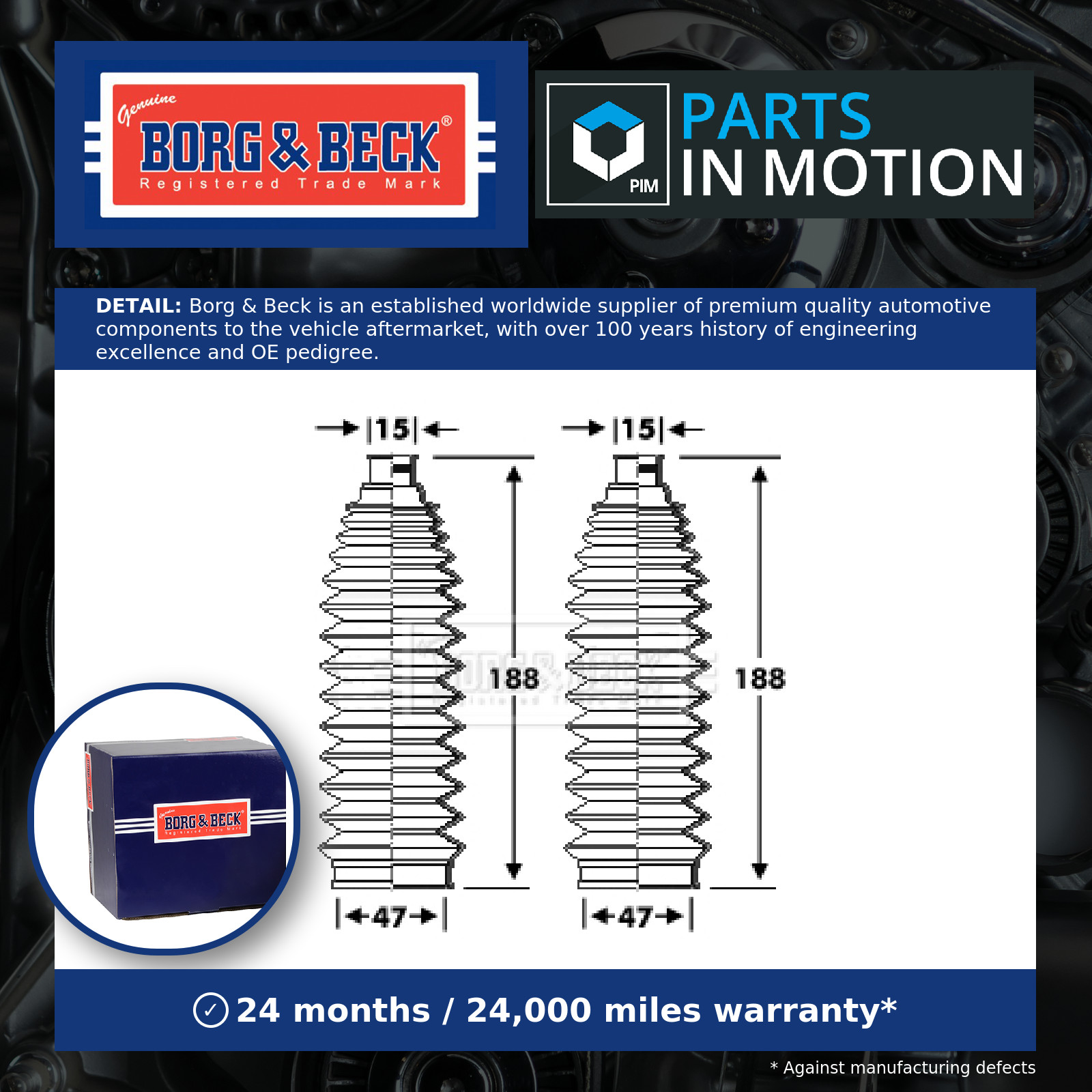 Steering Rack Boot BSG3349 Borg & Beck Gaiter Bellow 482034M526 Quality New