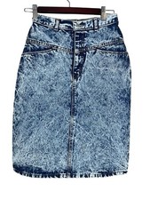 Jordache Denim Skirt 6 Blue Acid Wash Western Hippie High Waisted Retro Jean 80s