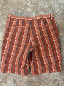 Tommy Bahama Men’s Orange Plaid Flat Front Chino Shorts, 36 waist!