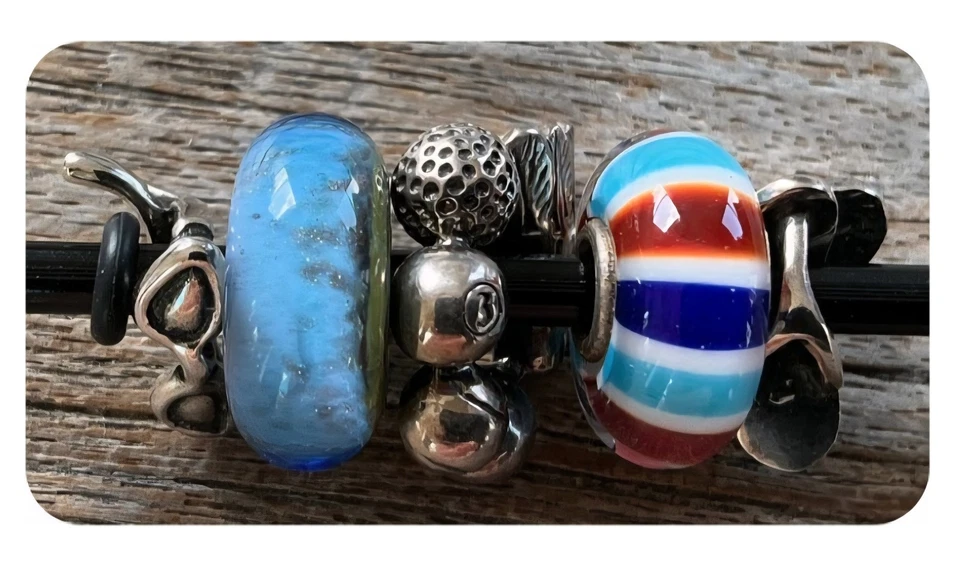 Lot 5, Trollbeads Beach Vibe Sandal, Sunglasses Beach Balls 2 Beach Glass Beads - Image 2 of 2