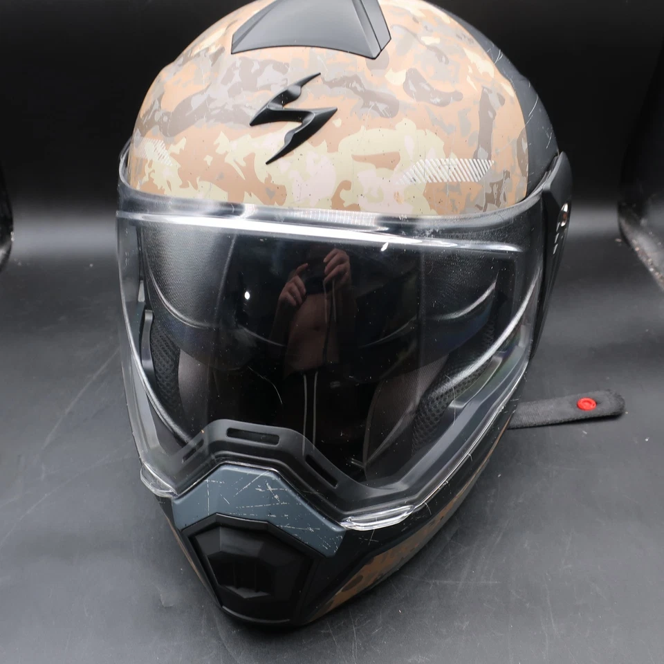 Casco de motocicleta modular SCORPION AT950 negro camuflaje táctico - grande Foto 2 de 4