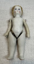 Antique 4 1/2” German All Bisque Jointed Doll House Doll