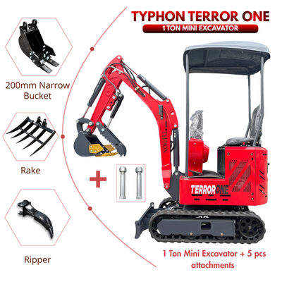 #ad TYPHON TERROR ONE STORM 1 Ton Mini Excavator 13.5hp Bamp;S gas engine 5Attachments $4178.99