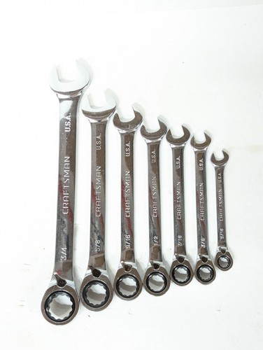 Craftsman SAE Ratcheting Wrench 7pc GK-B USA Set 12 Point Reversible Vintage