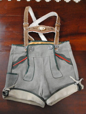 Vintage German Boys Suede Leather Lederhosen Traditional Bavarian Oktoberfest