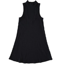 NWT American Eagle XS Short Ribbed Knit Mock Neck Open Back Black Mini Dress