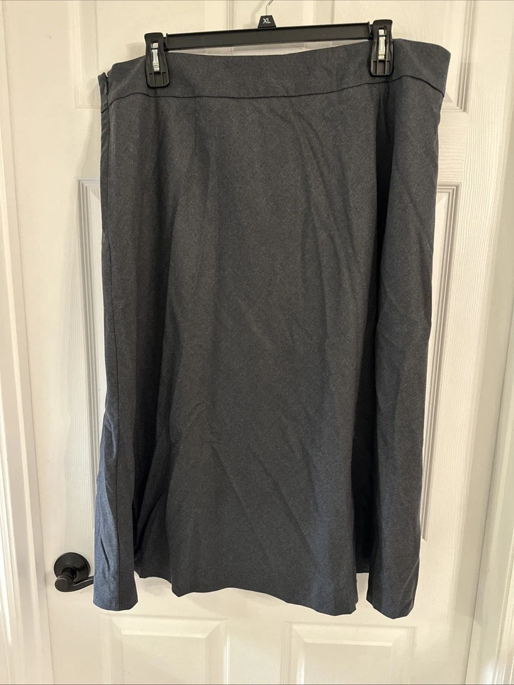 Talbots Italian Flannel Wool Skirt Gray Grey Faux Wrap A-Line Lined Sz 20 NWT - Image 4 of 4