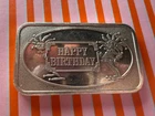 Vintage Happy Birthday 1 Troy Oz .999 Fine Silver Art Bar 1 Ounce Bullion Gift