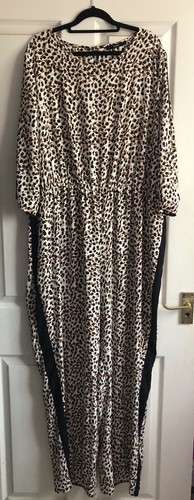 NWT Wide Legged Leopard Print Jumpsuit With Black Racer-stripe detail. UK 20 - Picture 2 of 11