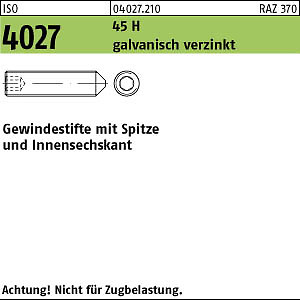 100 Inbus Gewindestifte ISO 4027 45H verzinkt M8x40 100 Inbus Gewindestifte ISO 4027 45H verzinkt M8x40