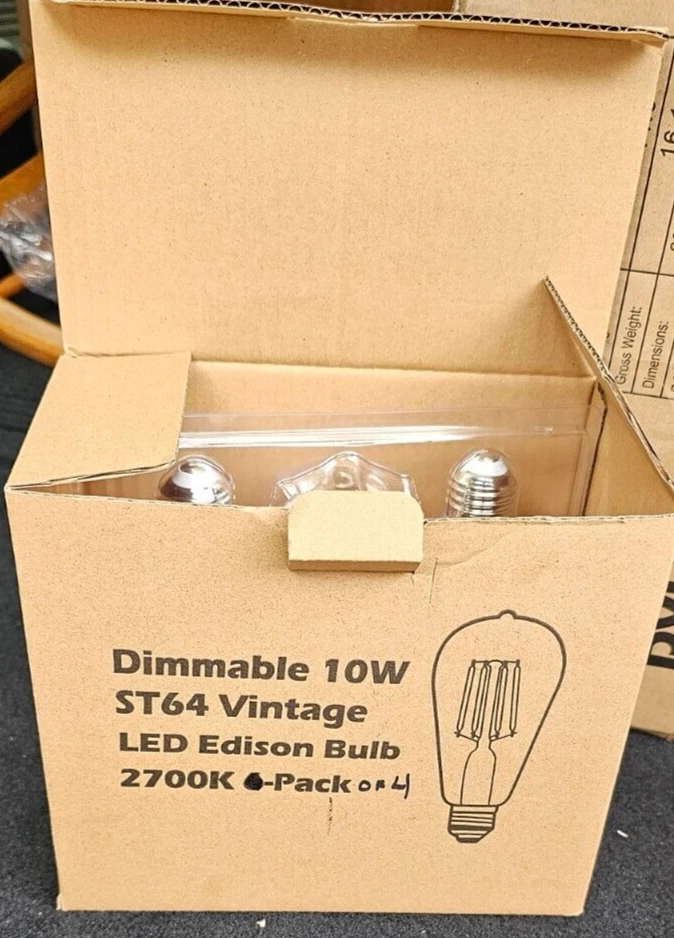 Dimmable 10W ST64 Vintage Led Edison Bulbs 2700K 4-Pack (Was 6-Pack) ALL NEW - Image 3 of 4