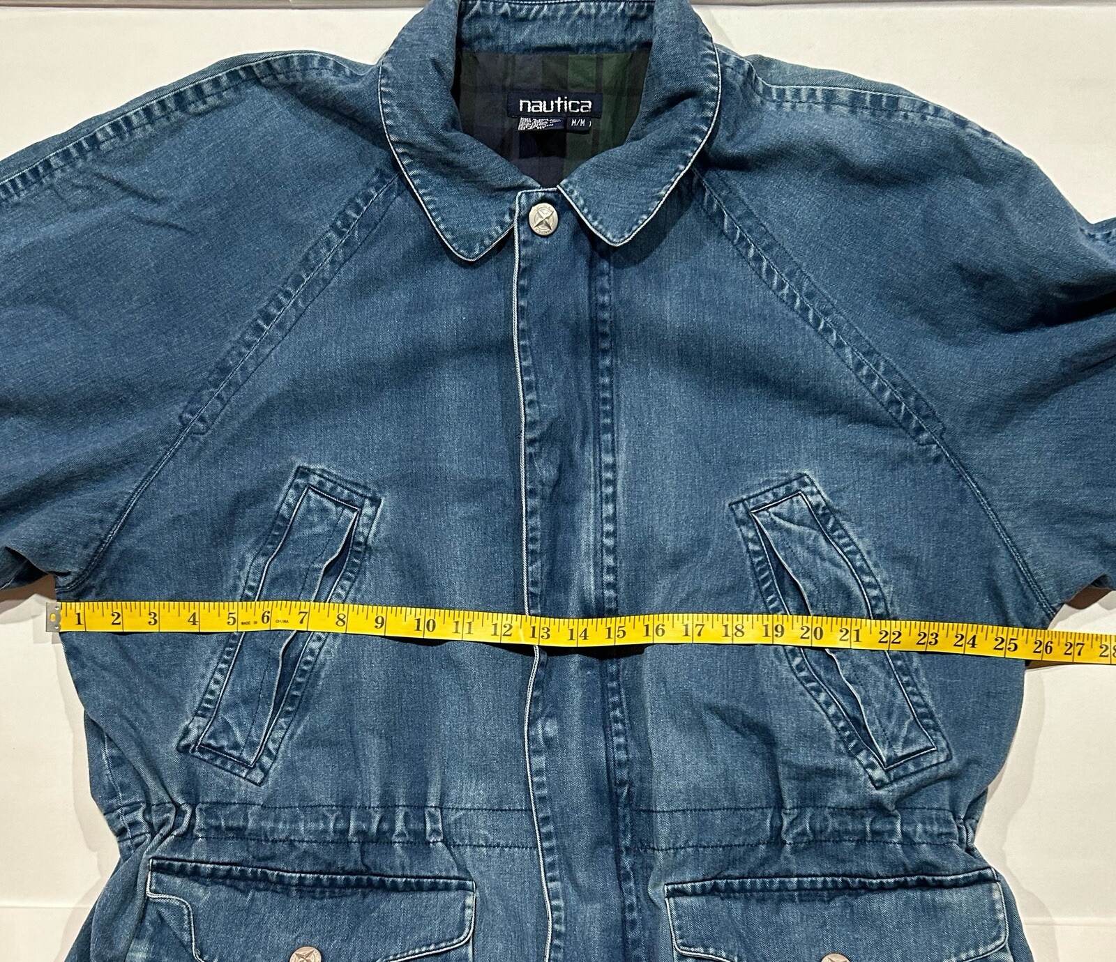 Nautica Vintage Y2K Denim Utility Jacket Sz M - Drawstring Detail image 10