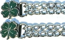 2 FOUR LEAF CLOVER IRISH DIAMOND CUT CHROME CHAIN MOTORCYCLE VEST EXTENDERS USA 