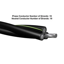 Hunter 2/0-2/0-2/0 Triplex Aluminum URD Direct Burial Cable (180 Amp) 600V