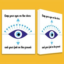 Evil Eye Wall decor, Traditional Blue Evil Eye, Nazar, print on Framed Canvas
