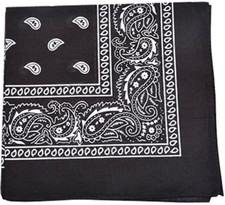 1 Dozen Pack 12 Black Paisley Bandanas 100 Cotton Cloth Scarf Wrap Wholesale