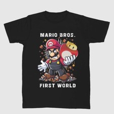 Mario Bros Unisex t shirt S,M,L,XLM black MESSAGE FOR A SIZE