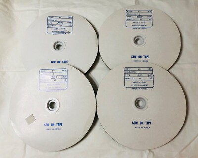 NEW Hook Side Loop Side Tape Cut Roll 3/4'' Wide Ivory-White Sew-On Fastener READ