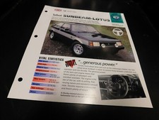1979-1981 Talbot Sunbeam Lotus Spec Sheet Brochure Photo Poster 1980