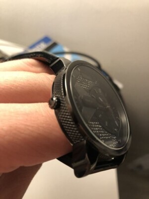 DIESEL Watch DZ5584 Mini Daddy Used Dual Time Glitz Crystal Dial 