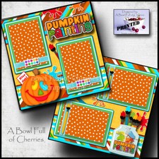 PUMPKIN PAINTING 2 halloween 2 pre-made pages paper piecing layout CHERRY 0282