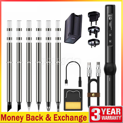 HS-01 Black Advanced Ver Smart Soldering Iron with 6 Iron Tips 65W Power Supply