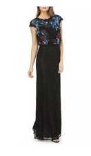 JS Collections Floral Embroidered Lace Blouson Gown, size 2
